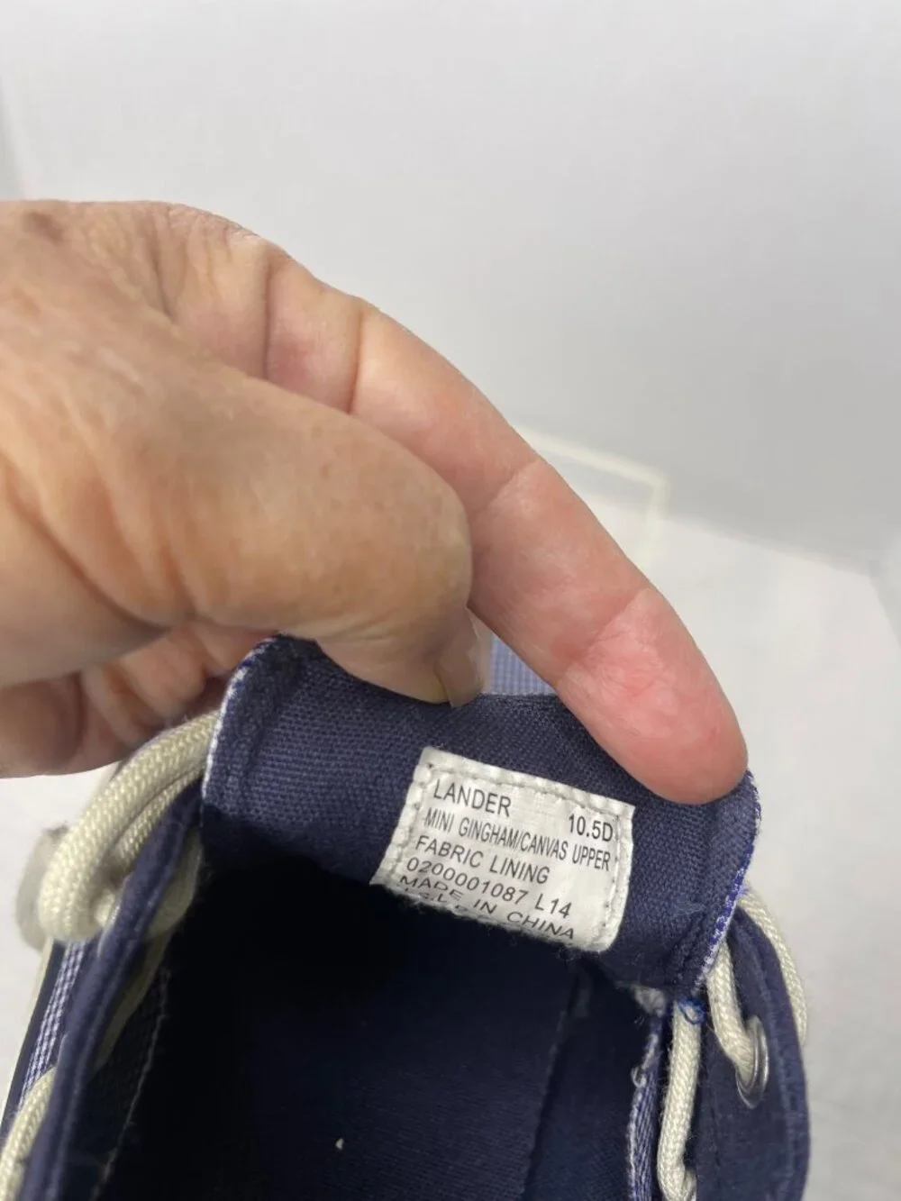 Polo Ralph Lauren Lander Mens Blue Gingham Canvas Lace-Up Boat Shoes SZ 10.5D